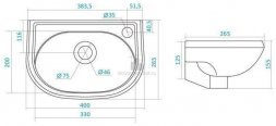 Умывальник Santek мини Бриз 40х27 (П) 1WH110445