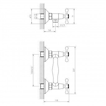Смеситель для душа Decoroom DR54055 двуручный, хром