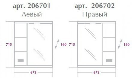 Шкаф-зеркало Onika БАЛТИКА 67.02 левый